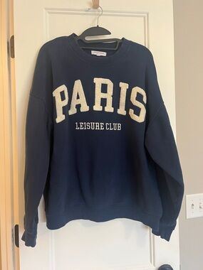 Greyson Navy Sweatshirt with Cream 'PARIS' Applique